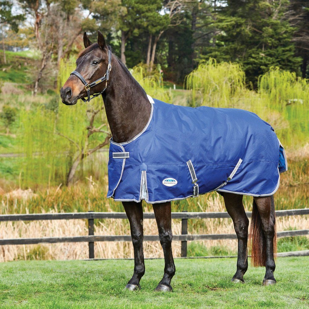 WeatherBeeta Pferde-Regendecke Weatherbeeta Comfitec Premier Free II Standard Lite 0g - dark blue/grey/white