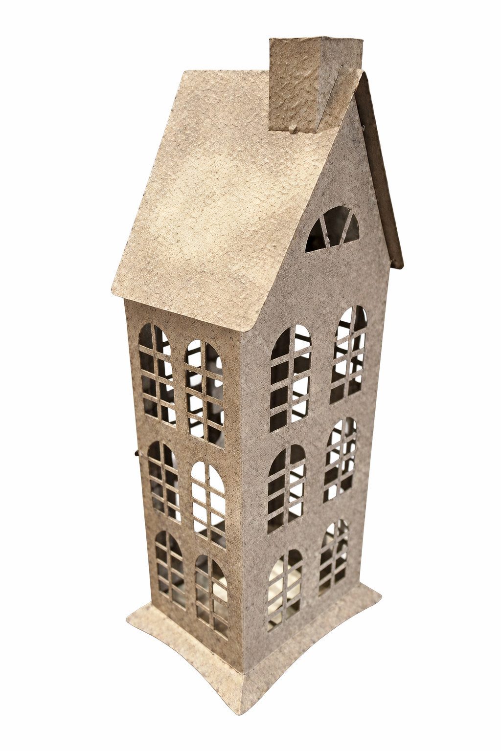 finehomegarden Kerzenlaterne Haus Windlicht Laterne Metall natur Gartenlaterne Deko-Laterne (1 St), Landhaus Metalllaterne 18x12cm H60cm Dekoration