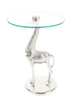 Qiyano Beistelltisch Beistelltisch Himari Giraffe Silber - Tierform - Aluminium und Glas