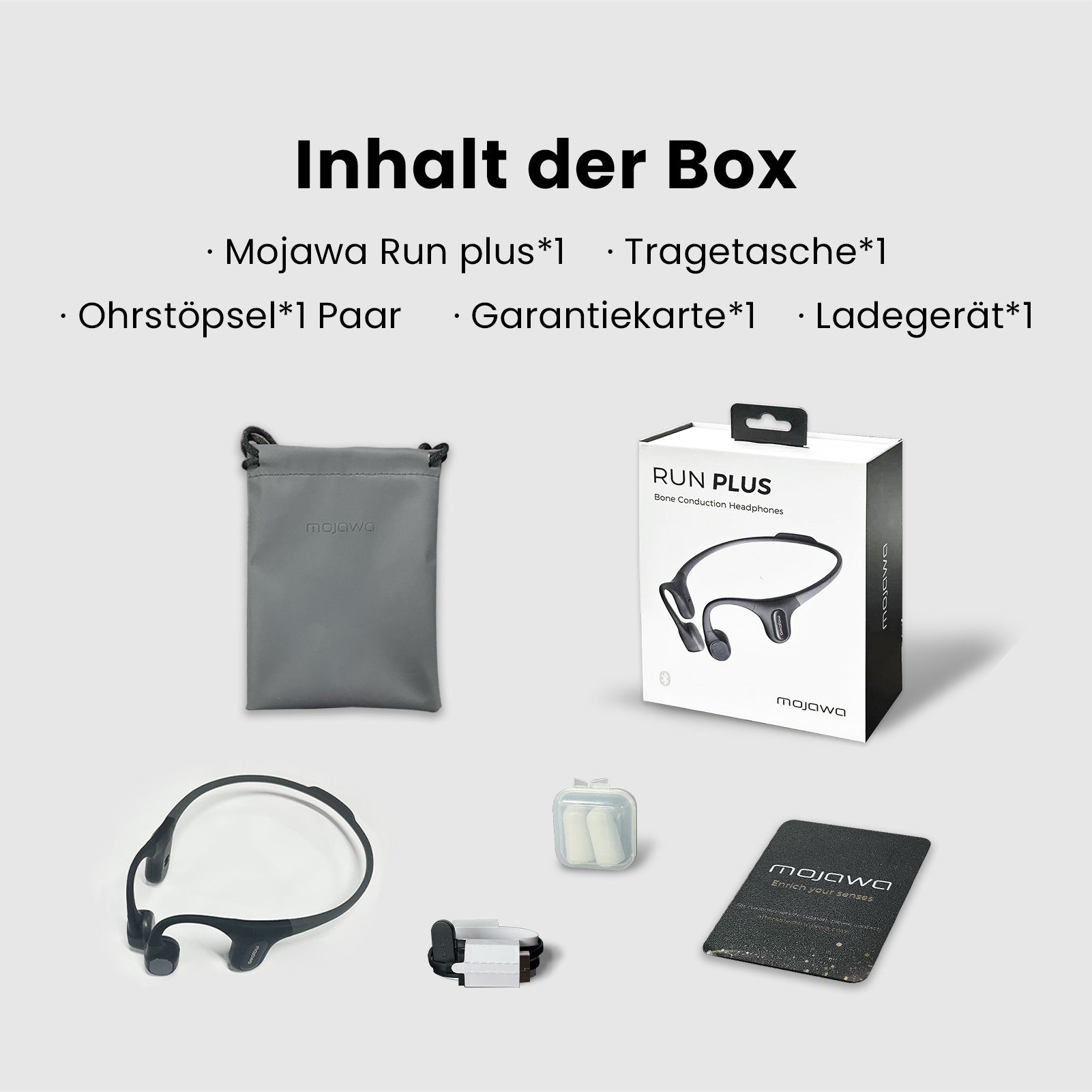 32 GB Bluetooth-Kopfhörer MP3-Speicher, Run Ulife Wasserdicht nach Knochenschall-Kopfhörer, (Bluetooth, mit Mikrofon) Plus MOJAWA- Schwarz IP68