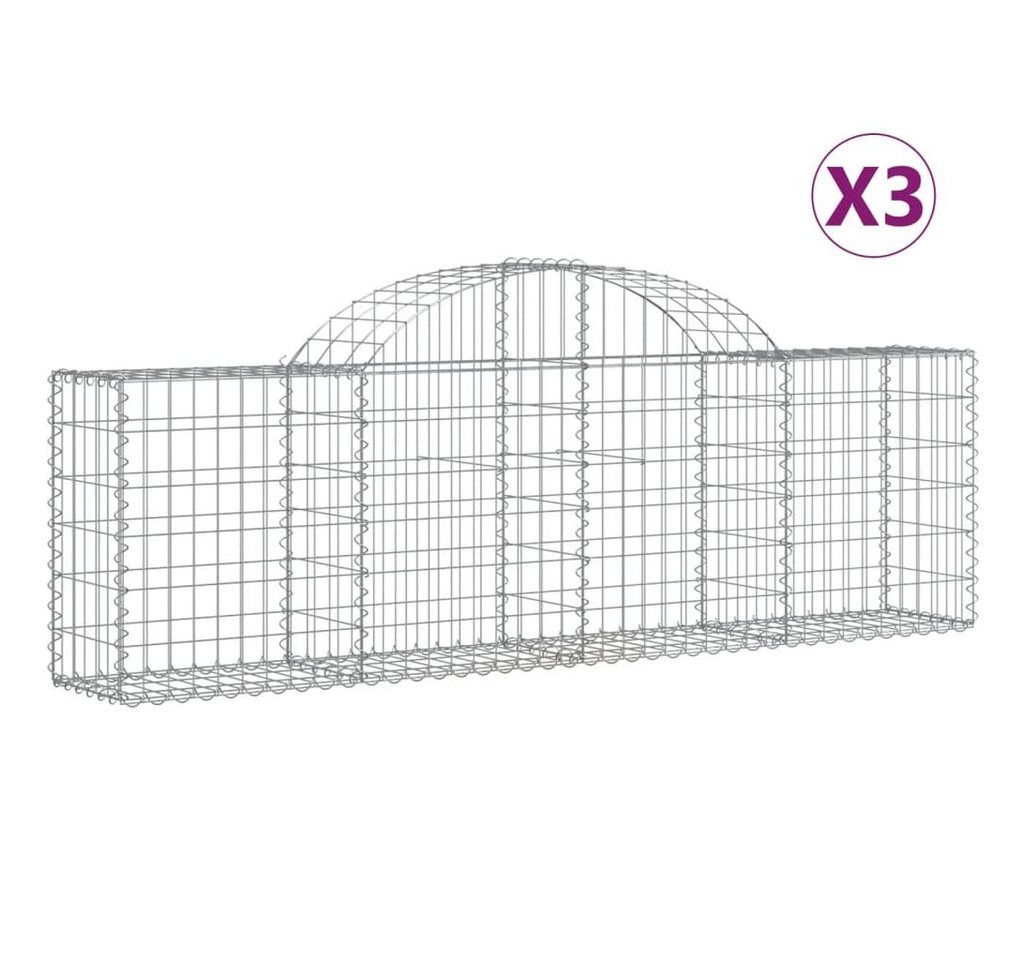 Thumbnail - vidaXL Blumentopf Gabionen mit Hochbogen 3 Stk. 200x30x60/80 cm Verzinktes Eisen (3 St)