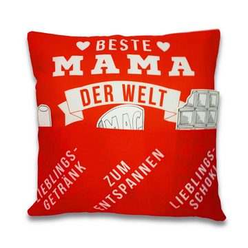 Bada Bing Dekokissen Beste Mama Kissen mit 3 Taschen zum befüllen Geschenk für Muttertag, Kissenhülle mit Füllung