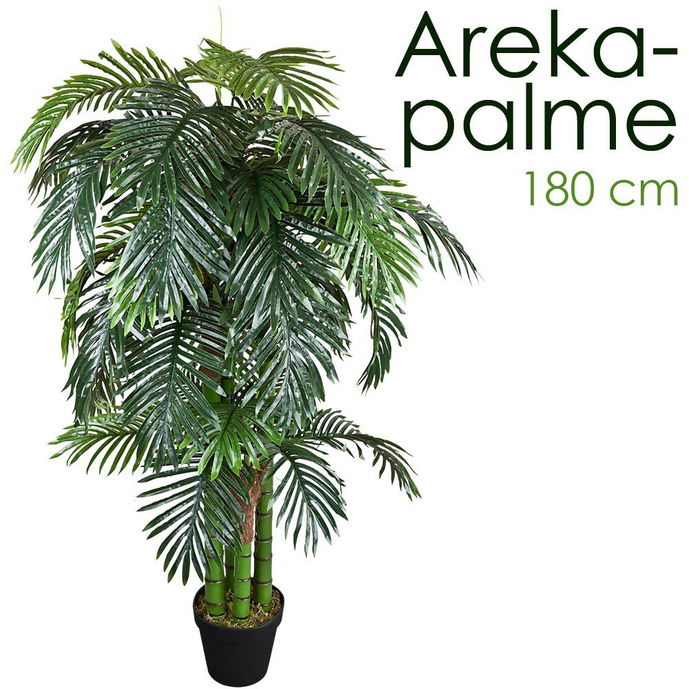 Kunstpalme Palmenbaum Palme Arekapalme Künstliche Pflanze Kunstpflanze 180cm, Decovego, Höhe 180 cm