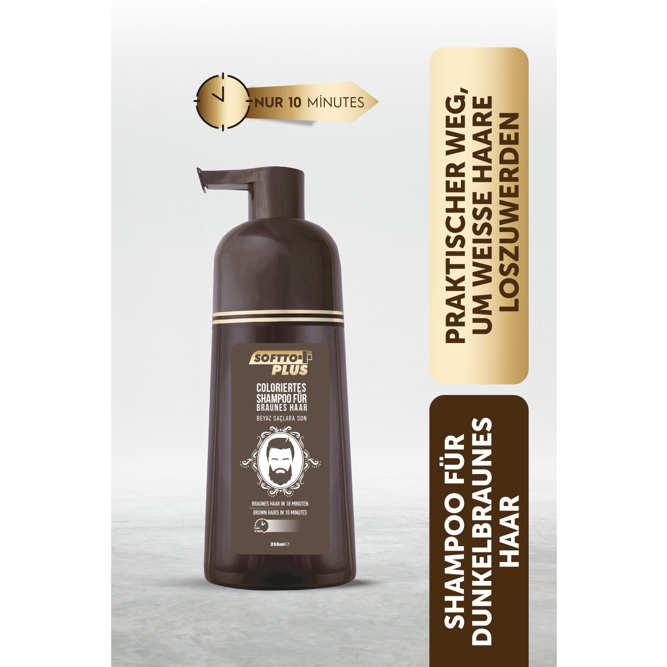 Softto Plus Haarshampoo Softto+Plus Brown Hair Shampoo, Abdeckung weißer&grauer Haare
