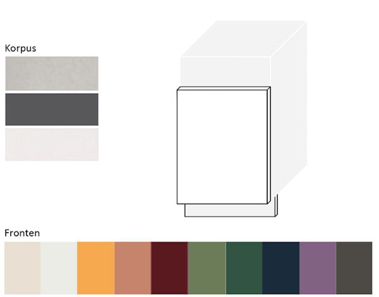 Front- Tivoli, Feldmann-Wohnen matt beigerot Sockelblende Korpusfarbe und RAL teilintegriert 45cm 3012 wählbar