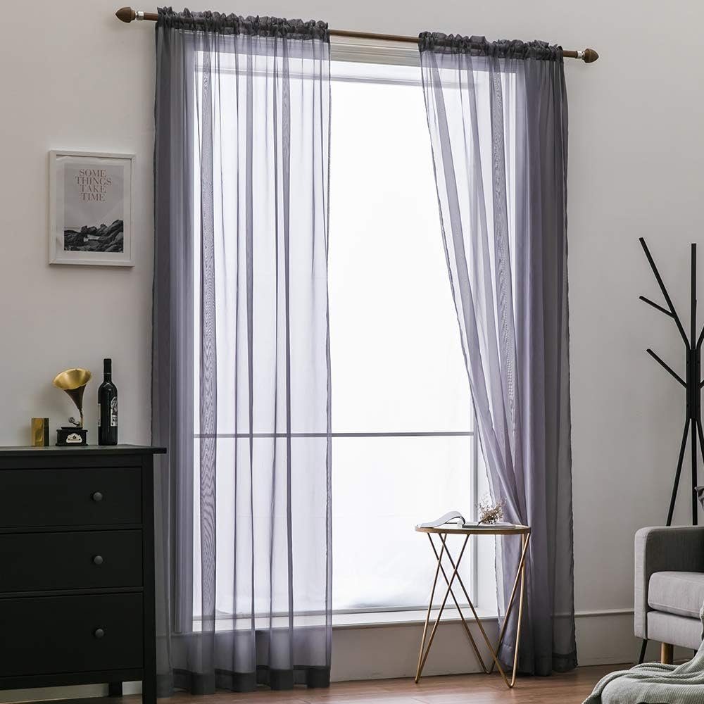 Gardine Gardinen Vorhang transparent für Fensterschal Wohnzimmer Schlafzimmer, Jormftte grau