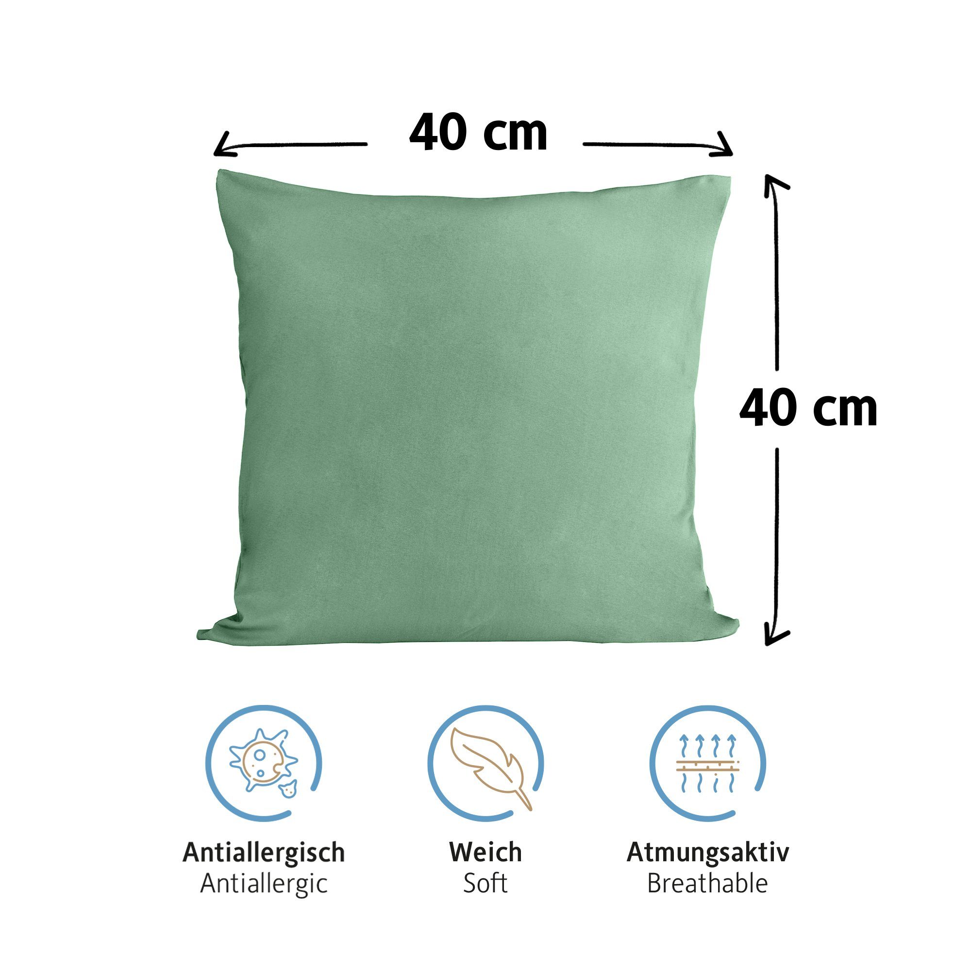 Komfortec Kissenbezug 100% Baumwolle, 150 g/m², (2 Stück), 40 x 40 cm, Kissenhülle, Superweicher Premium Jersey Kopfkissenbezug – Bild 3 von 5