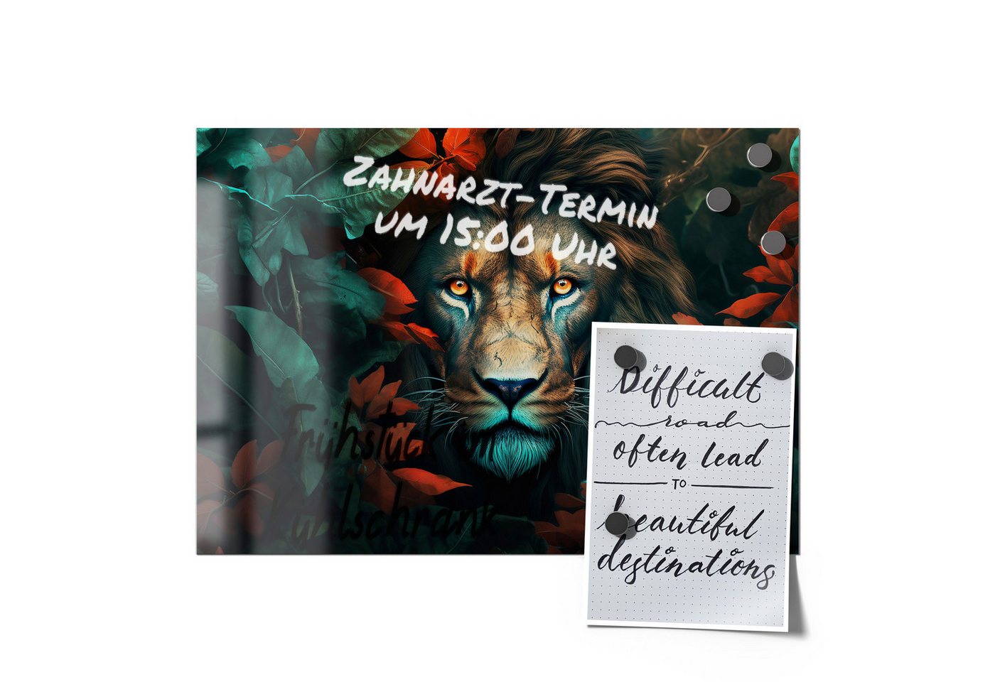 Thumbnail - DEQORI Magnetfolie 'Herbstliches Löwenporträt', beschreibbar universal Magnetmatte magnetisch Folie Planer Kalender