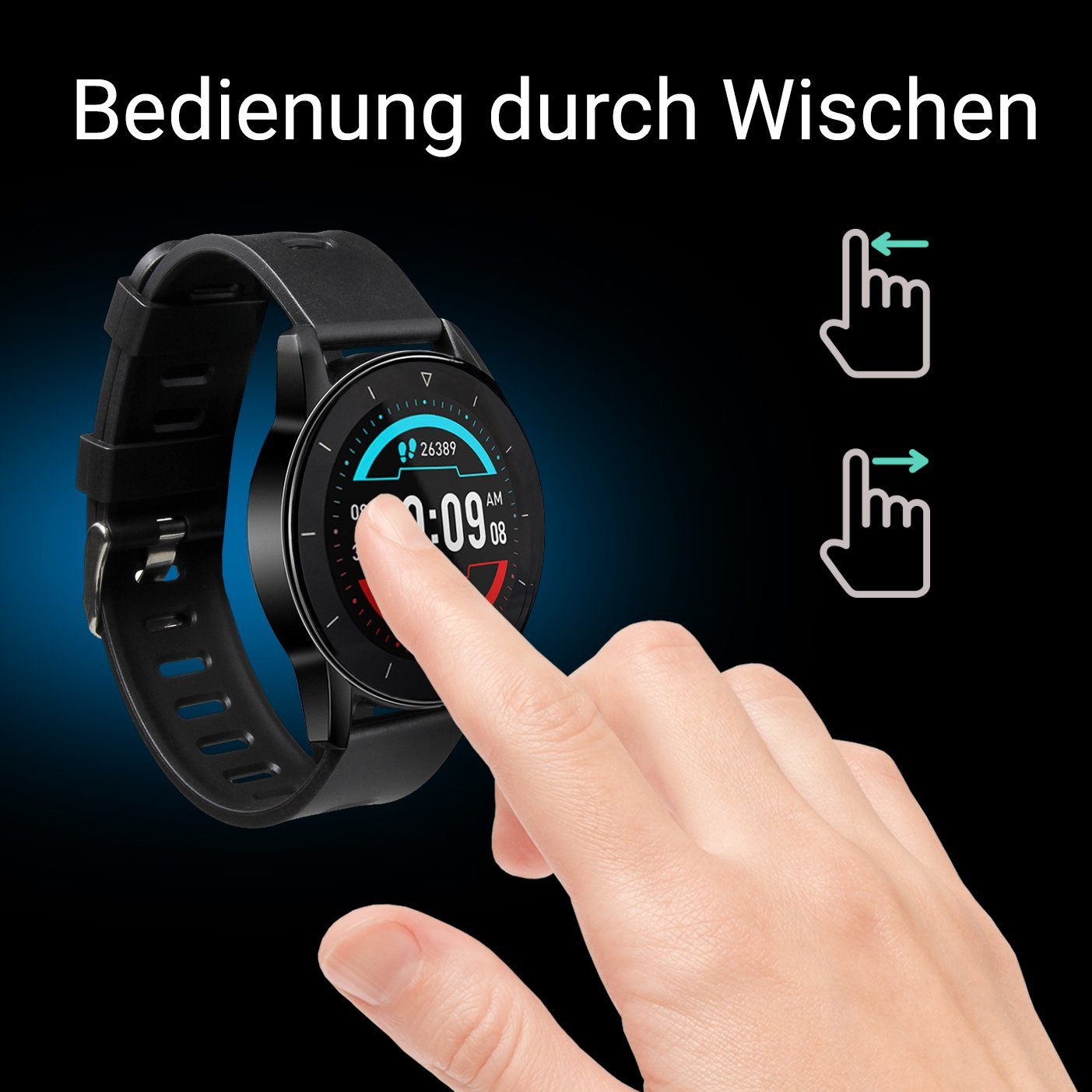 Xoro Smartwatch SMW20 vielseitige Messmöglichkeiten von Fitnesswerten Fitnessuhr, Fitness‑Uhr mit Ladekabel, Alltagstaugliche Smart‑Begleitung mit Tracking und  – Bild 4 von 5