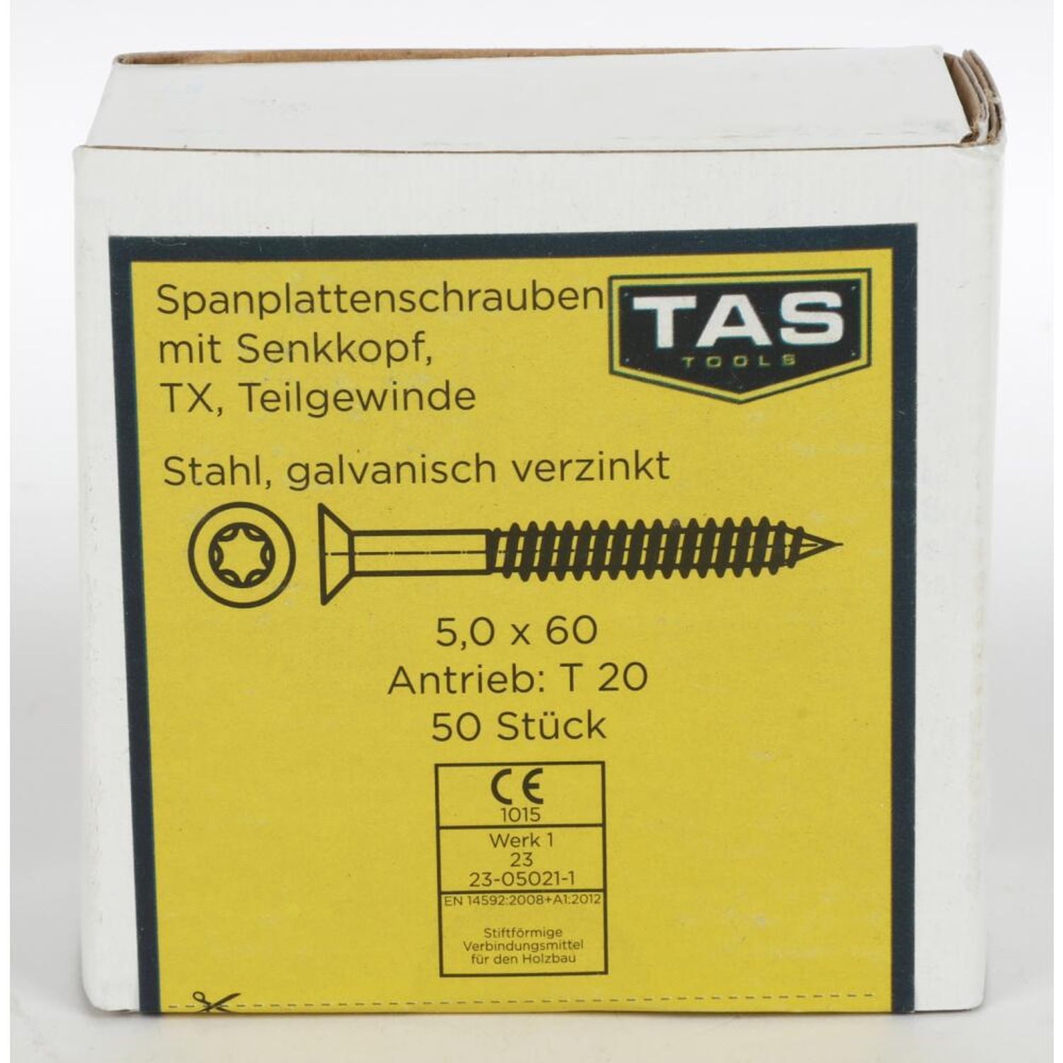 Schraube 12x TAS Spanplattenschrauben 50 Stück 5x60mm TX Teilgewinde Holz Bauen