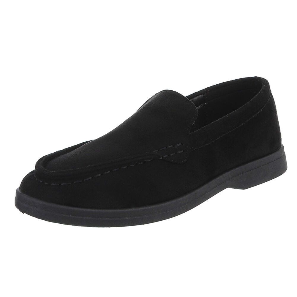 Ital-Design Slipper für Damen – Bequemer Alltagsschuh für Freizeit Slipper (91261405) Blockabsatz Mokassins in Schwarz