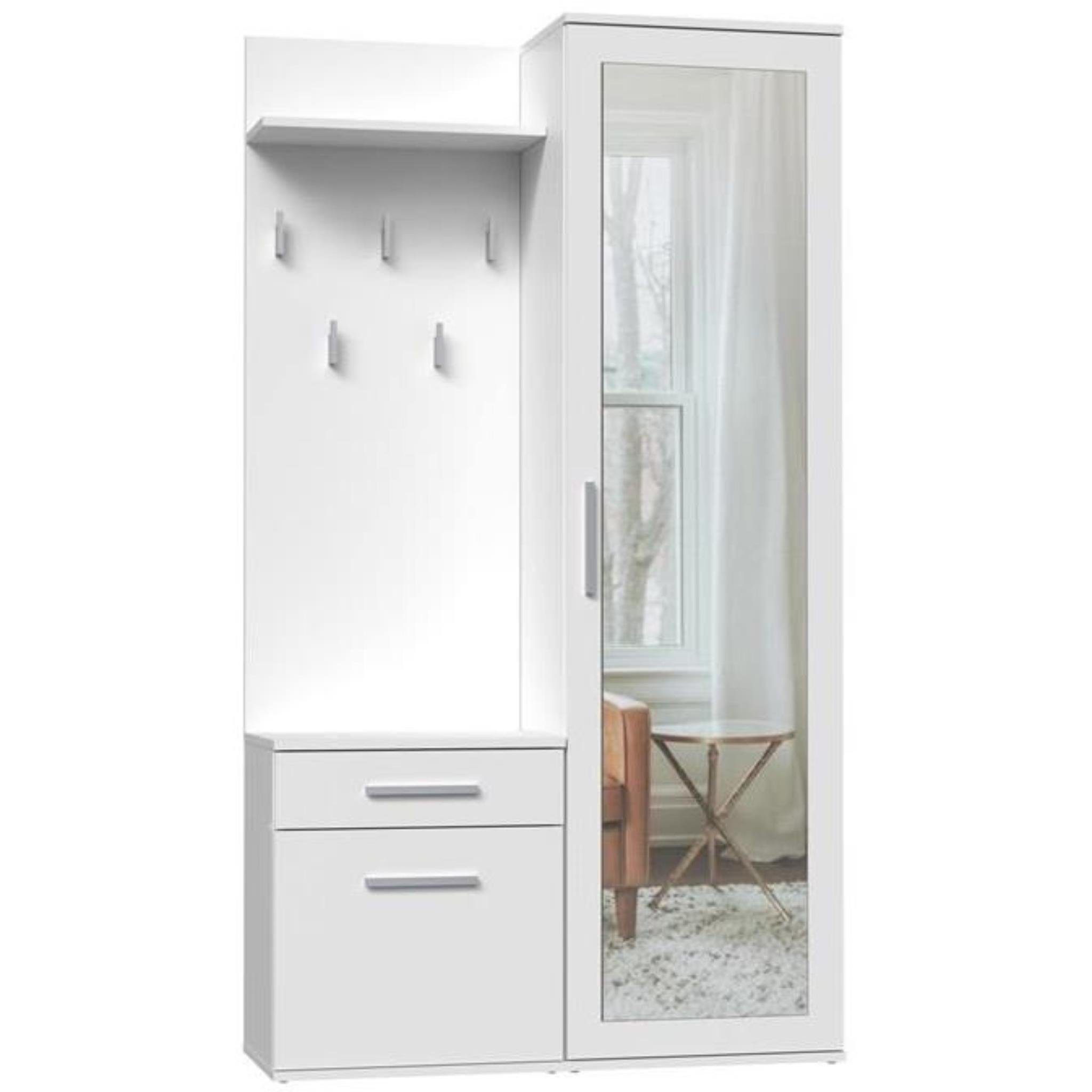 Beautysofa Kompaktgarderobe mit Schublade und Kleiderstange günstig online kaufen