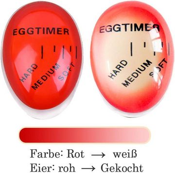 Fivejoy Eieruhr Egg Timer lustiger Eierkocher,Timer für gekochte Eier mit Farbwechsel (Anzeige hart/medium/weich,wiederverwendbar, 1-St)