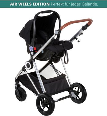 BabyGo Kombi-Kinderwagen Halime AIR 3in1, Anthracite Silver, mit Luftreifen, inkl. Babywanne, Babyschale, Regenhaube & Wickeltasche