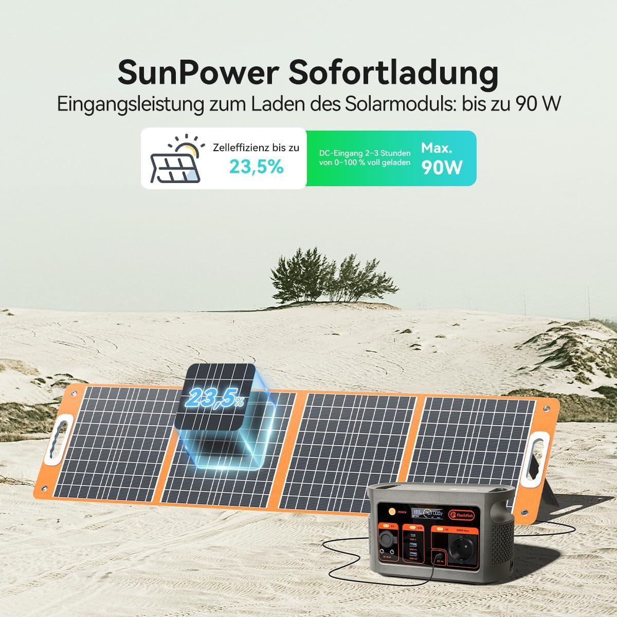 Flashfish Stromerzeuger 300W Tragbares,179,2Wh LiFePO4 Akku, Schnellladung 0–80% in 1, 0,3 in kW, Multifunktions Solar Generator für Camping, Draußen, Reisen, Notfälle
