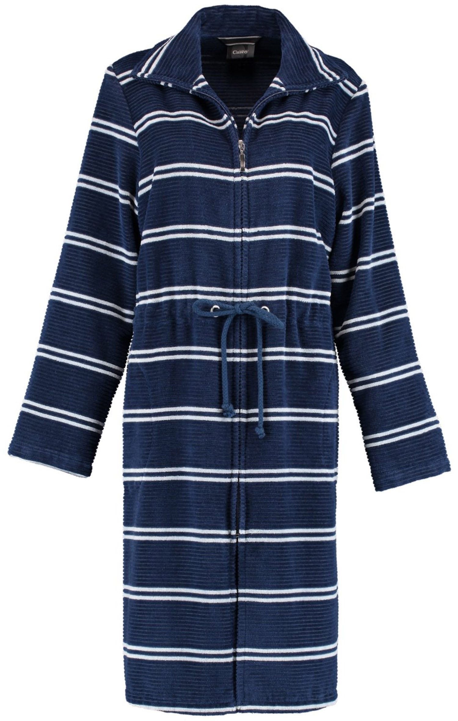 Cawö Damenbademantel 1238, Kurzform, Extraleichte Walkvelours-Qualität in Struktur-Optik, Stehkragen, Reißverschluss