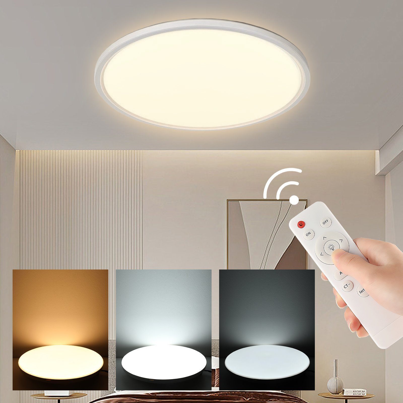 LETGOSPT LED Deckenleuchte Ultra Dünn 24W/26W günstig online kaufen