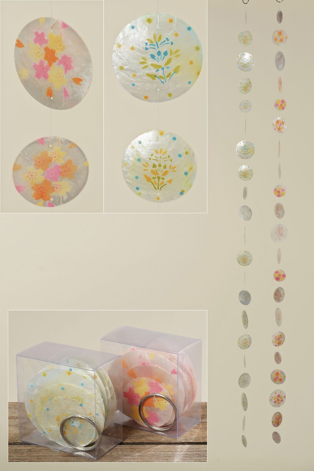 BOLTZE GRUPPE GmbH Hängedekoration Capiz Girlande L 180cm pink/orange/gelb oder blau/orange/grün