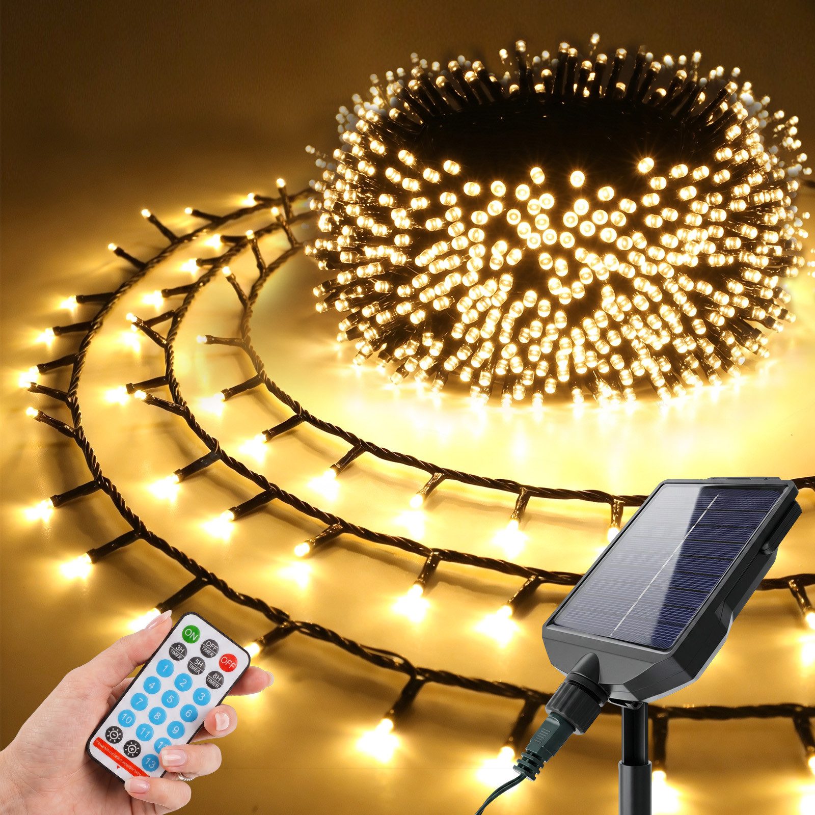 LED Solarleuchte LED Lichterkette Außen Solar Gartenleuchte für Garten, Balkon Bäume