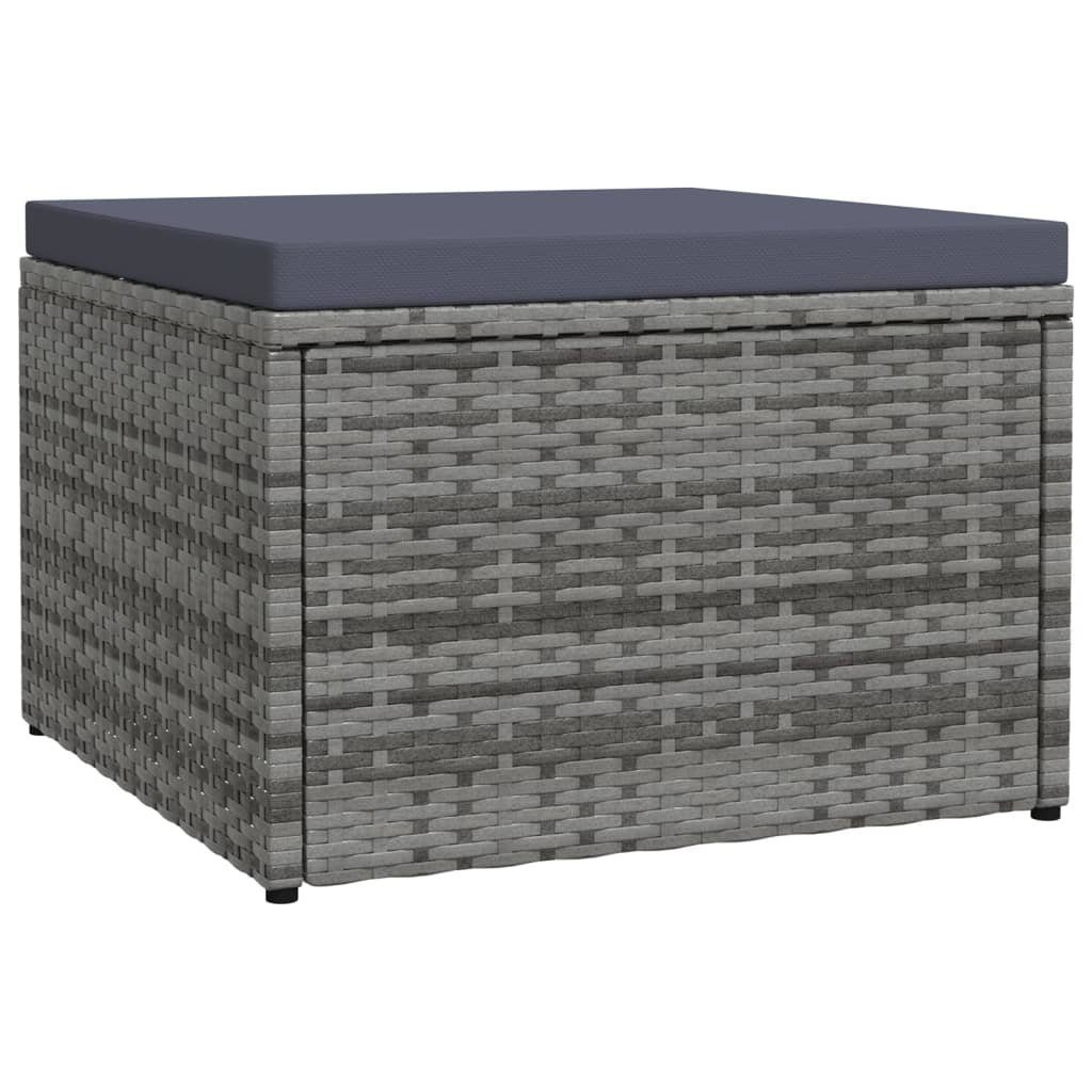 vidaXL Polsterhocker Outdoor-Fußhocker (1 Grau Polyrattan mit Kissen St)