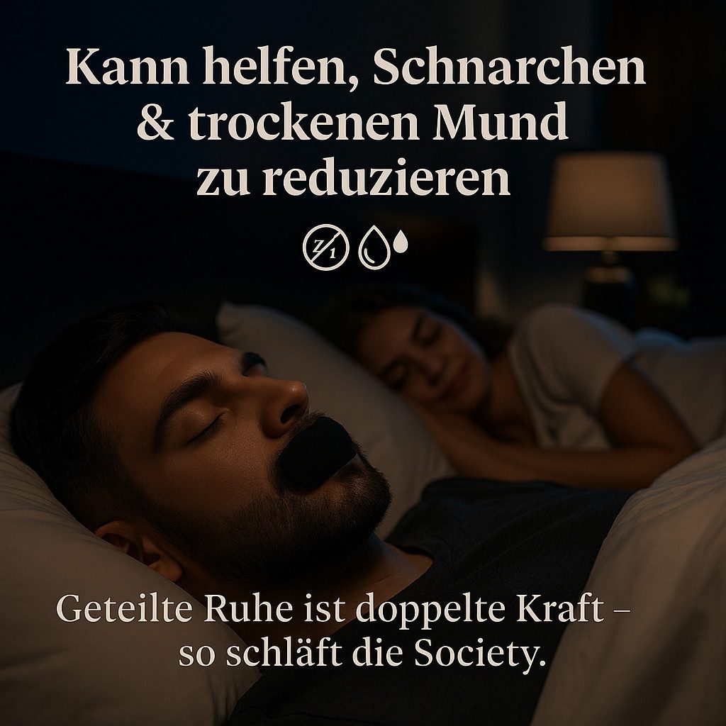 ZUKUNFTSENKEL Anti-Schnarch-Bandage Mouth Tape – 30 Stück Mundpflaster für besseren Schlaf (Erholsamer Schlaf, 30-tlg., Mehr Nasenatmung), Kann Schnarchen & Mundatmung reduzieren, schwarz, flexibel