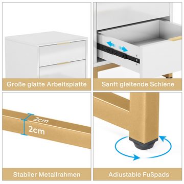 Tribesigns Nachttisch Tribesigns moderner Nachttisch: 3 Schubladen, 60 cm. Weiß und Gold.