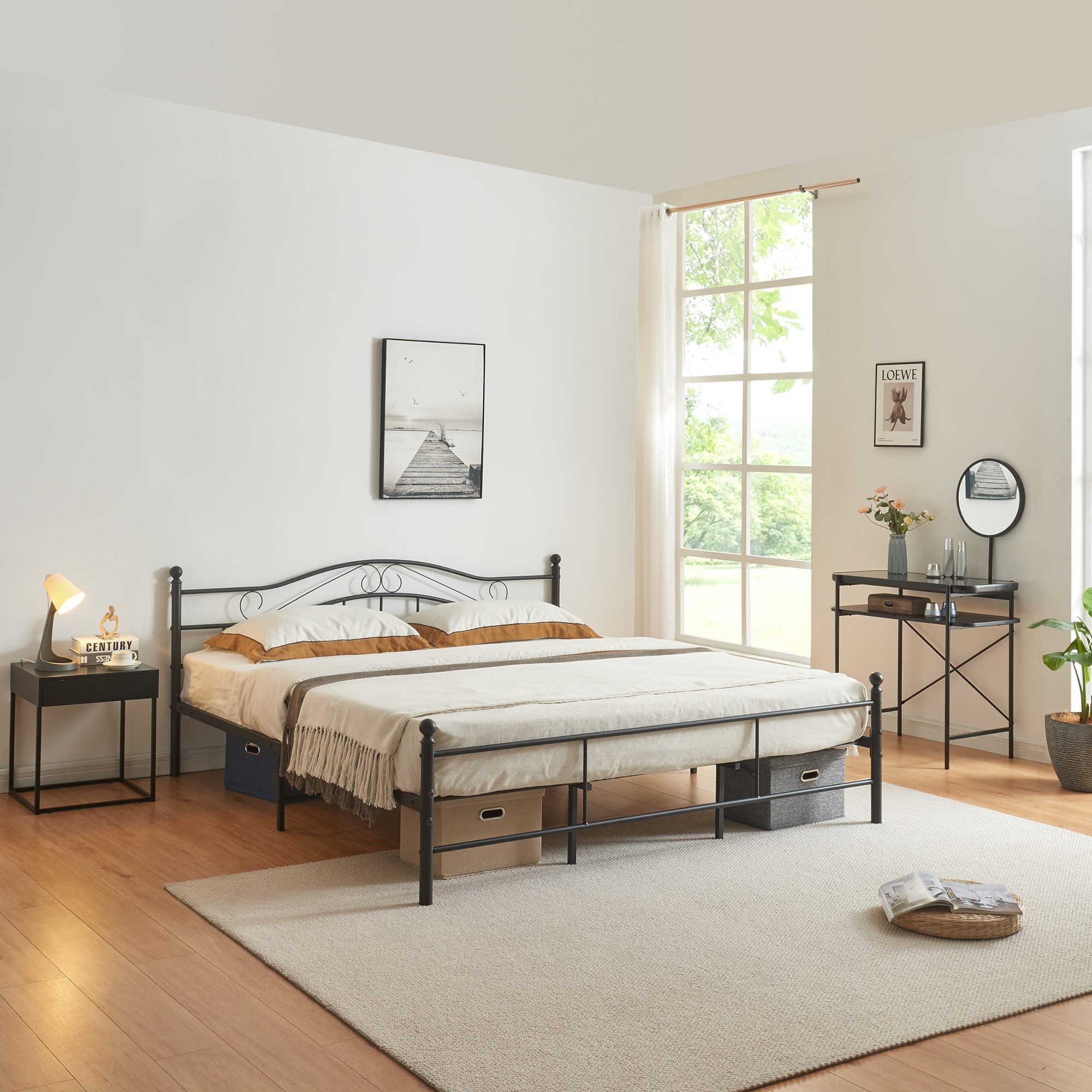 en.casa Metallbett, »Florenz« 180x200cm Schwarz + günstig online kaufen