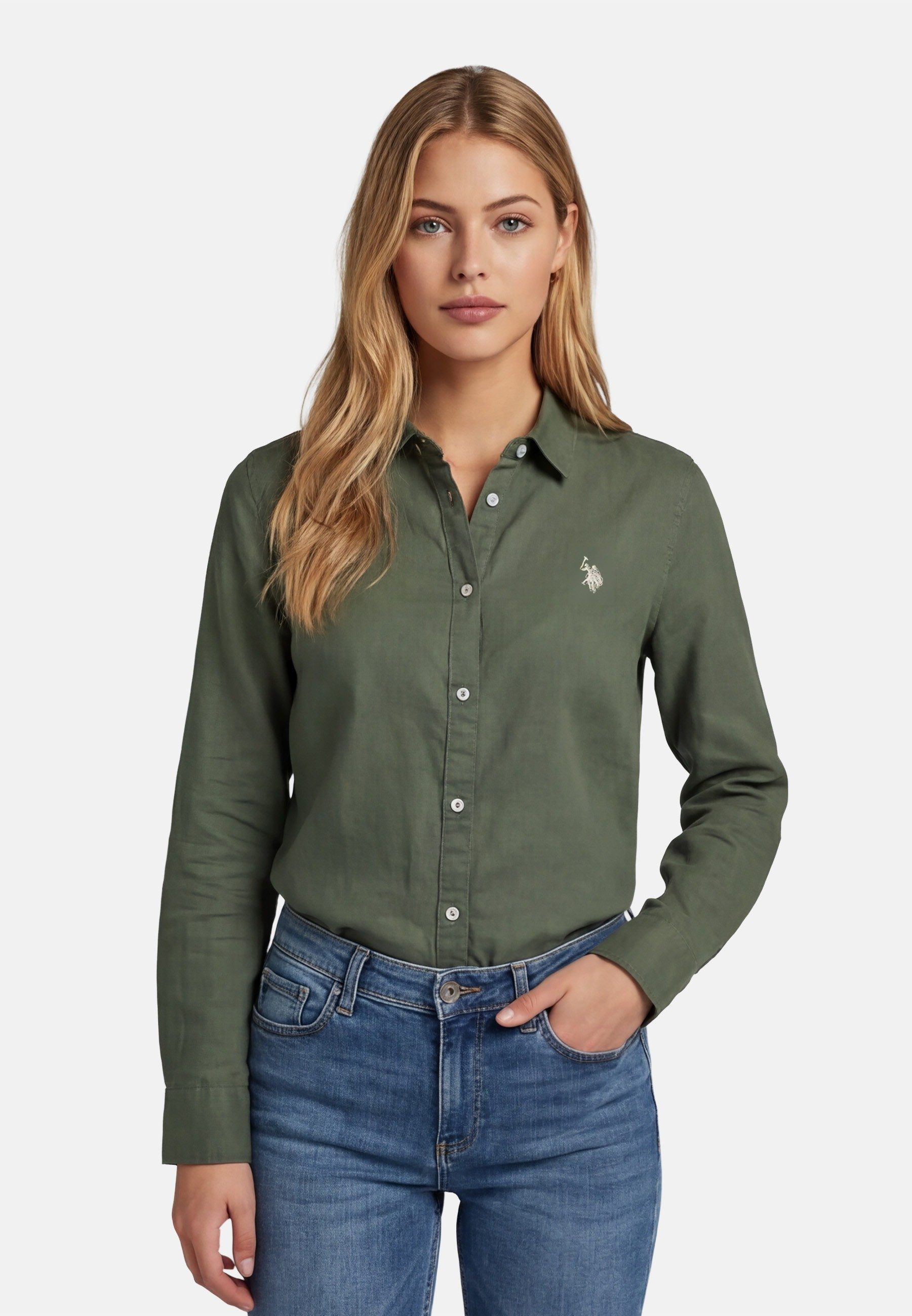 Blusenshirt USBellaa Damen - Leinenbluse luftig mit Knopfleiste