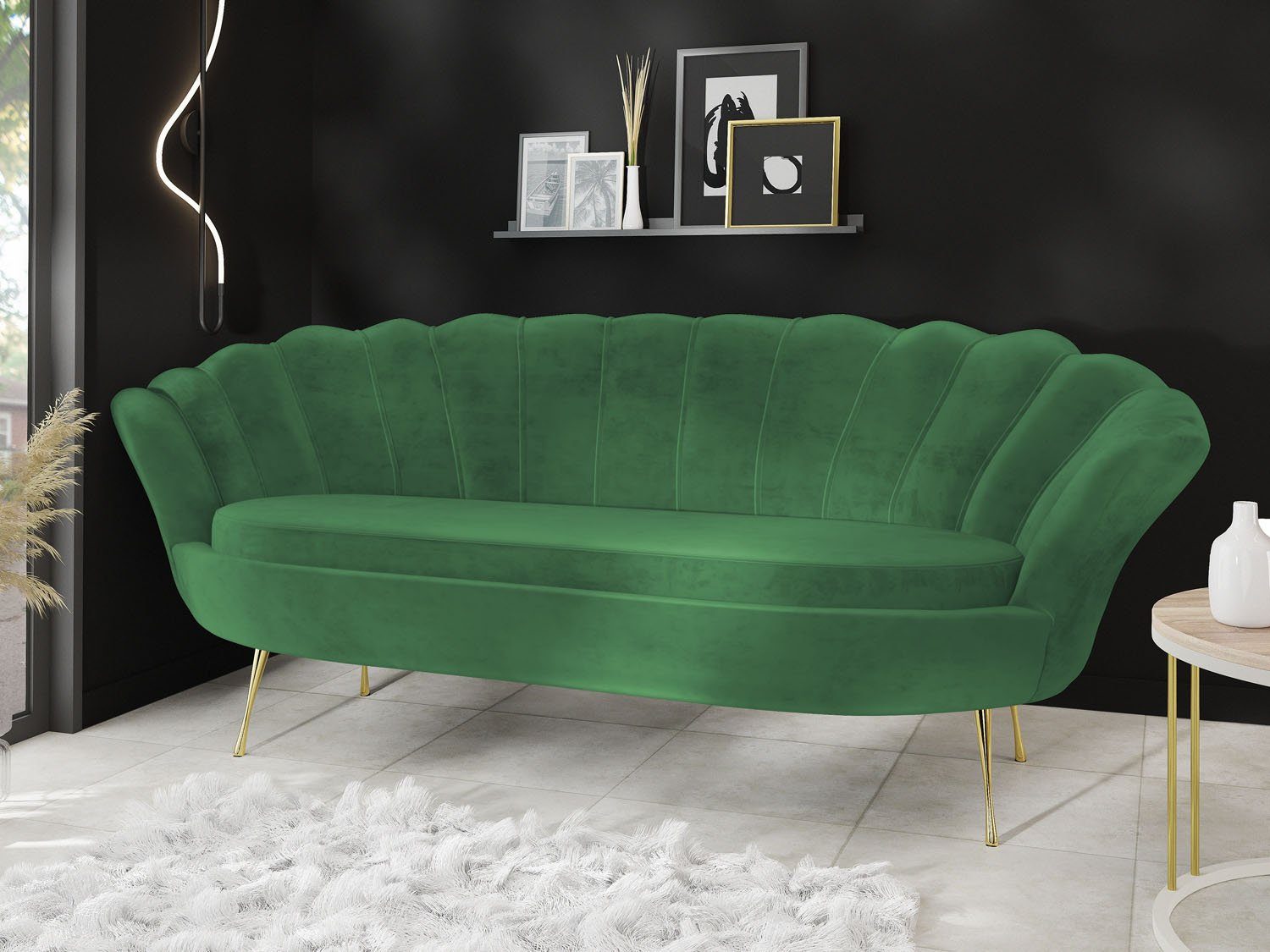 WFL GROUP Sofa Muschel, Samt 3-Sitzer günstig online kaufen