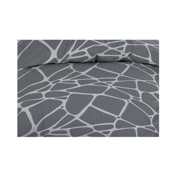 Bettwäsche Seersucker 135x200 Reißverschluss Anthrazit Silber Mosaik, Casa Colori, Seersucker, 2 teilig, leicht