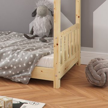 VitaliSpa® Kinderbett Kinderhausbett 80x160cm DESIGN Natur Matratze