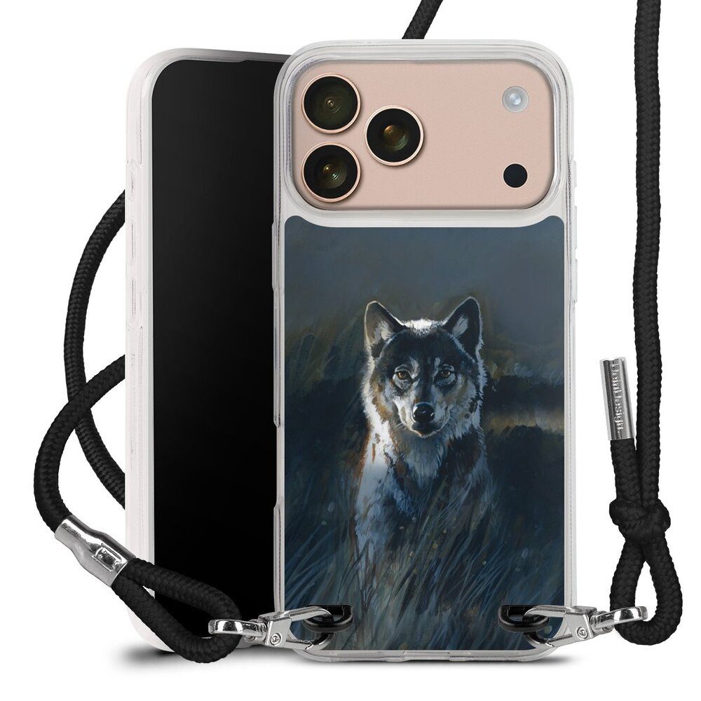 DeinDesign Handyhülle Wolf Natur Malerei Wolf 2, Apple iPhone 17 Pro Max Handykette Hülle mit Band Case zum Umhängen