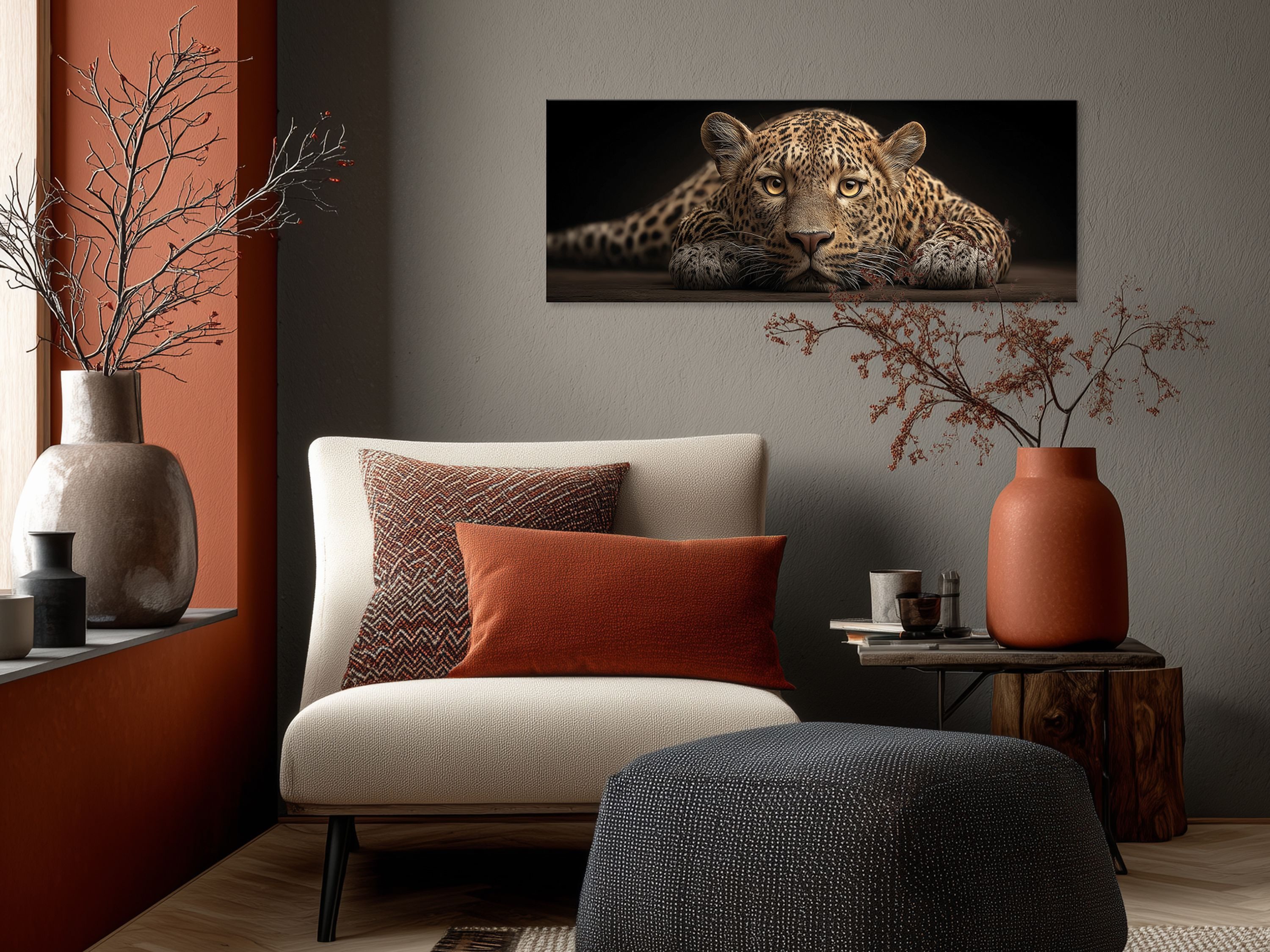 artissimo Glasbild Bild aus Glas 80x30 cm / Wandbild Querformat / Wanddeko modern, Tiere: Leopard Porträt – Bild 3 von 5