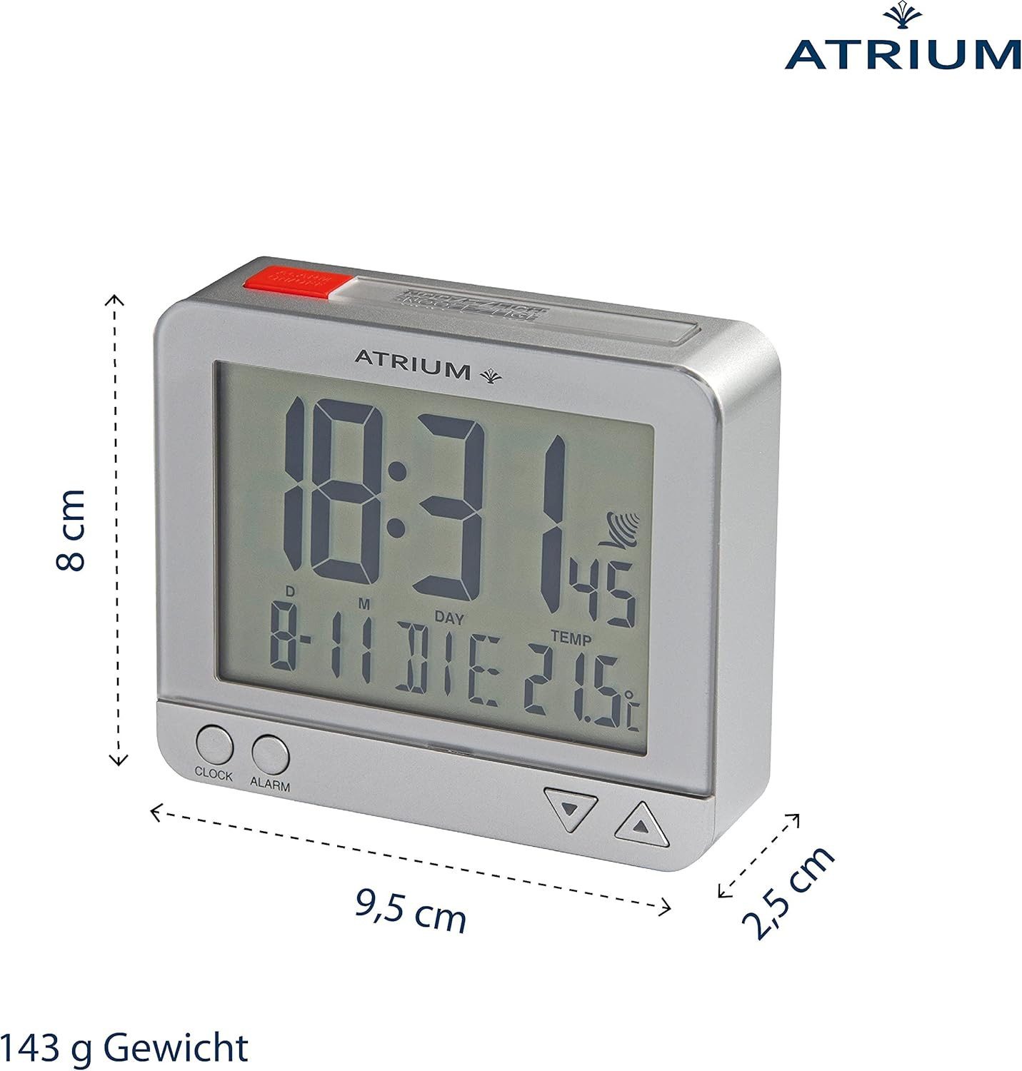 Atrium Funkwecker A760 Snooze Licht Datum Temperaturanzeige Digitalwecker Schlafzimmer – Bild 4 von 5
