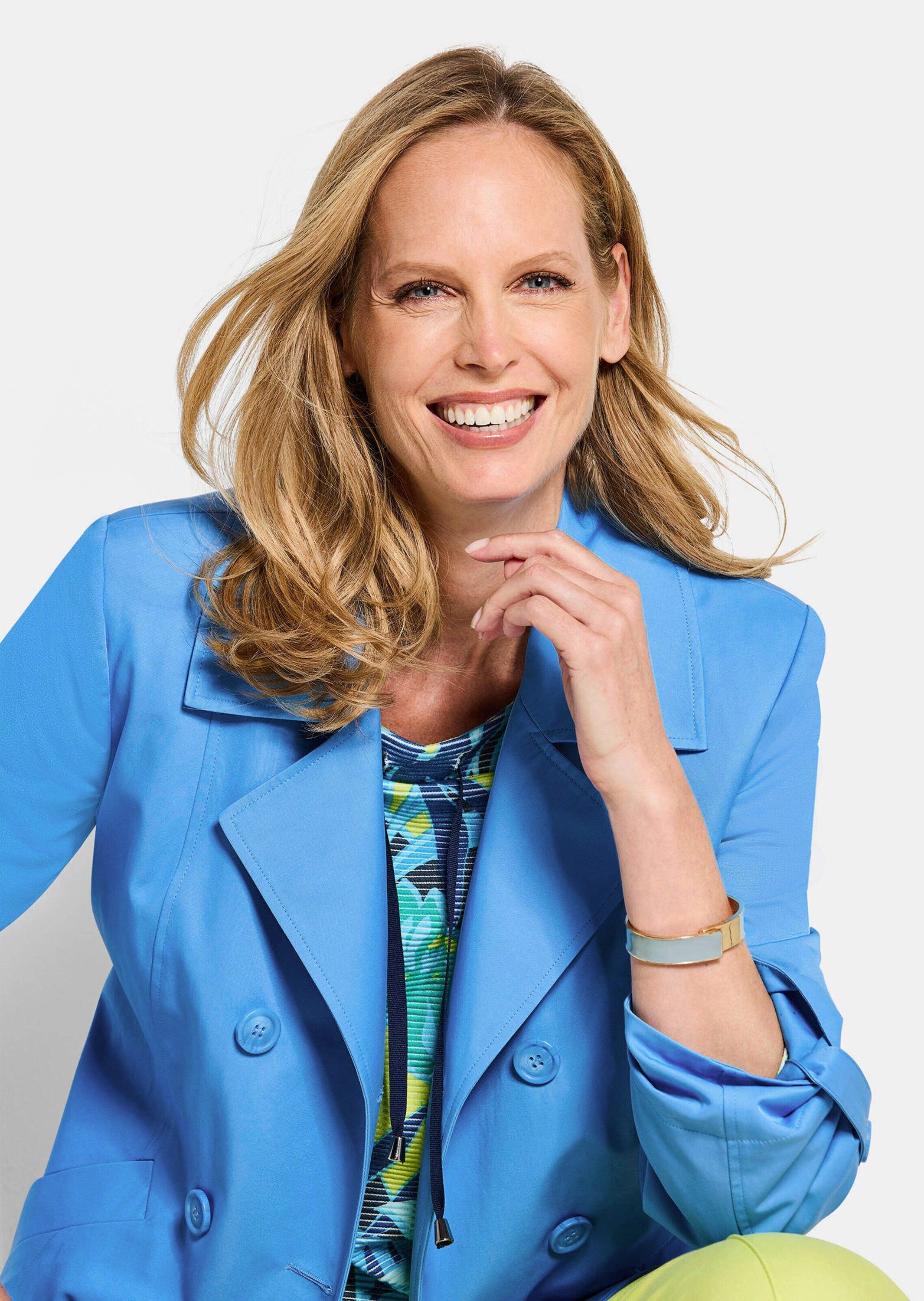 GOLDNER Jerseyblazer Elegante Kurzjacke mit Reverskragen Baumwolljacke mit Revers, Taschen, Ziernähten und Langarm