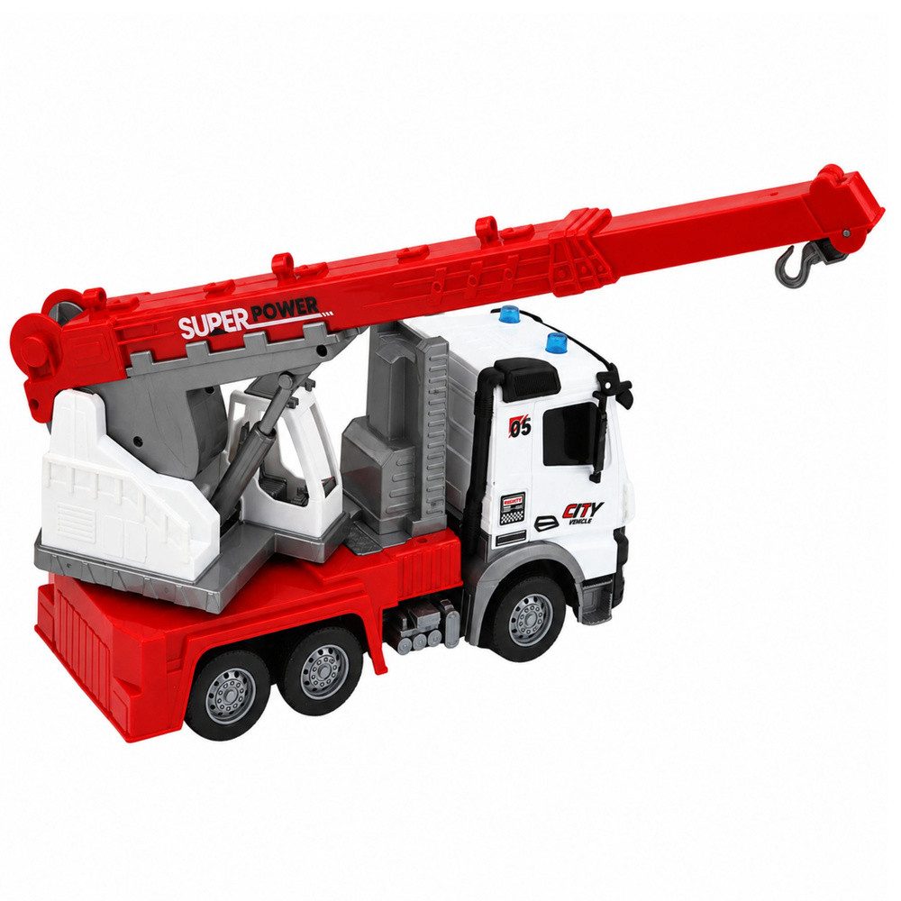 LEAN TOYS RC-Kran Kranwagen Baustellenfahrzeug Mobilkran (Spar-Set, 1-tlg., 34 x 20 x 11 cm drehbar), Kran 180° drehbar, Lichteffekte, Funkfernsteuerung