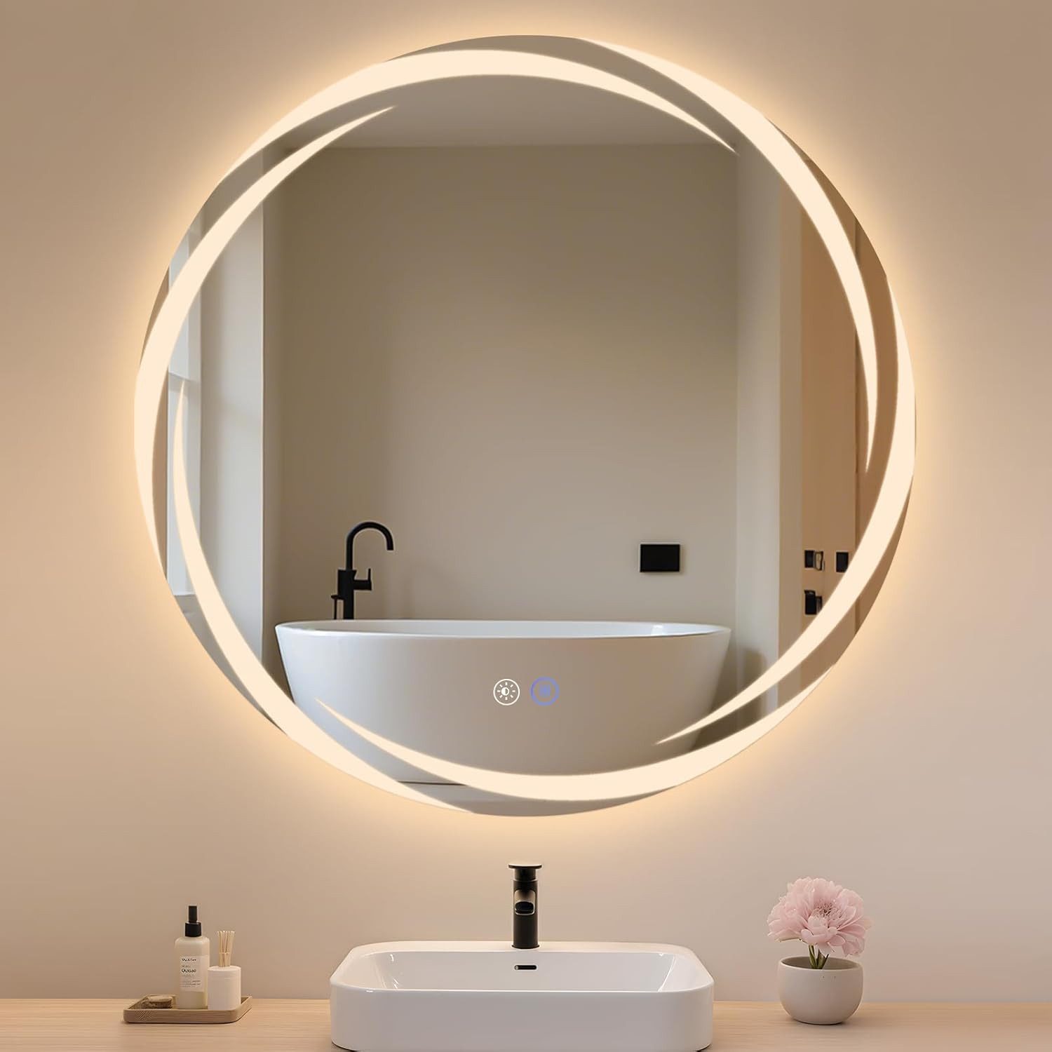 Nettlife Wandspiegel LED spiegel mit Beleuchtung Rund 50/60/70/80cm, zimmer günstig online kaufen