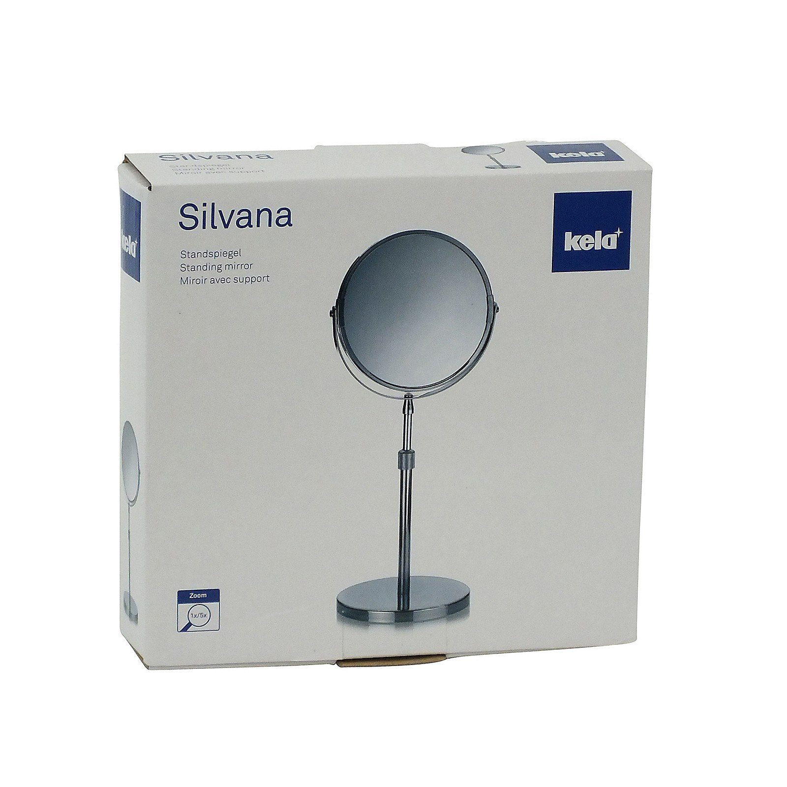 kela Standspiegel Silvana, 1x-/5x-Vergrößerung, Höhenverstellbar, schwenkbare Spiegelfläche