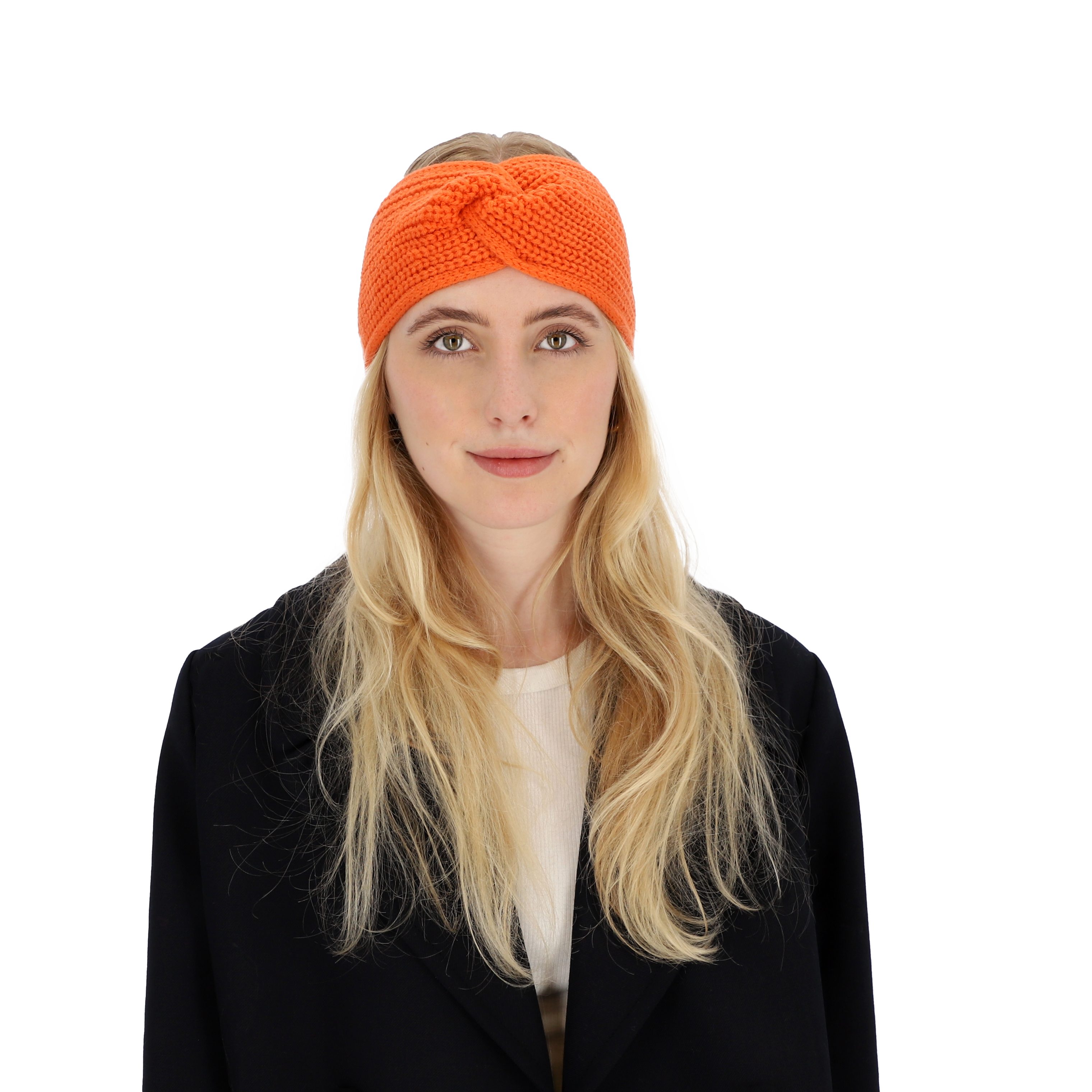 [Wir haben viele verfügbar] halsüberkopf Accessoires Stirnband Strick-Stirnband mit Rippe Knoten orange mit optischen