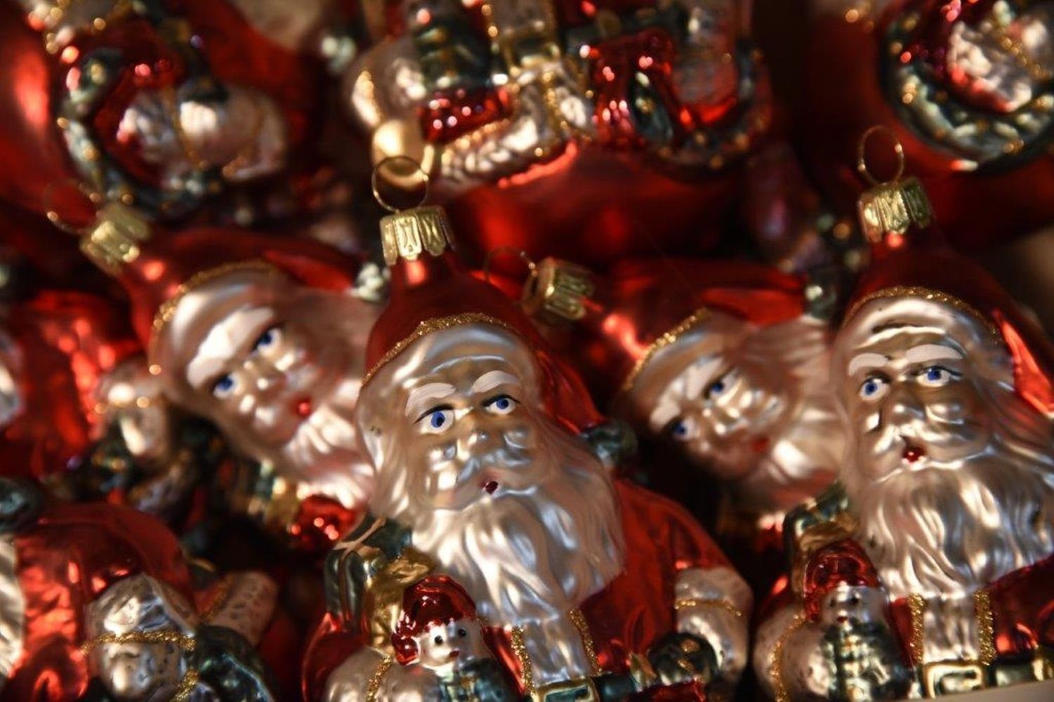 Weihnachtsmann cm Mantel Christbaumschmuck Lauscha Lauschaer Haberland rot mit 14 Glas Glimmer Glasschmuck