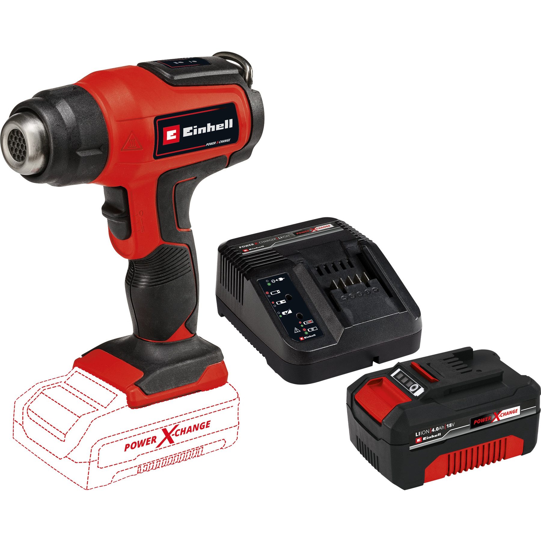 Einhell Akku-Heißluftgebläse EINHELL Akku-Heißluftpistole TE-HA 18 Li Kit (1x 4,0 Ah)