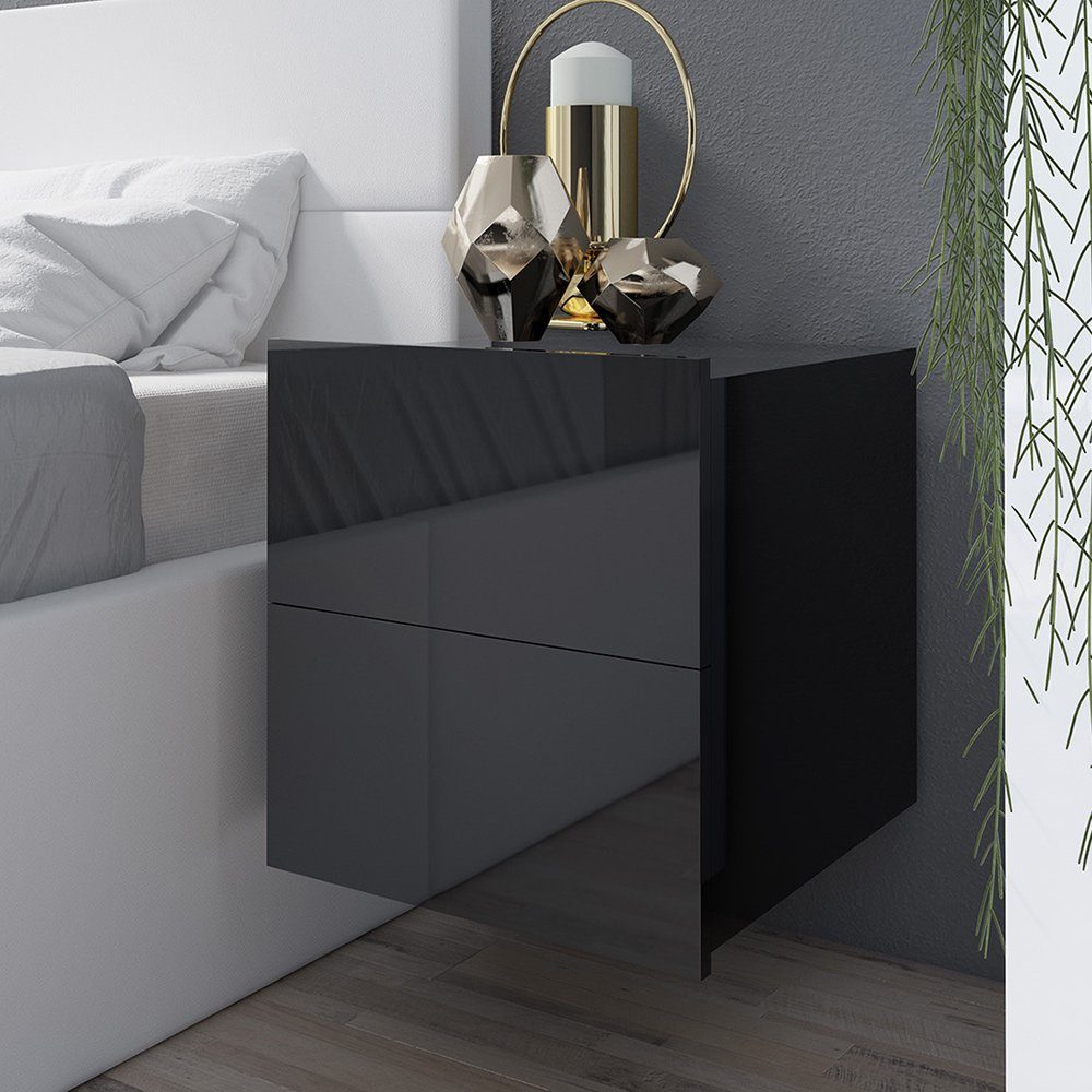 Lomadox Nachttisch CAIRNS-132, in schwarz Hochglanz, günstig online kaufen