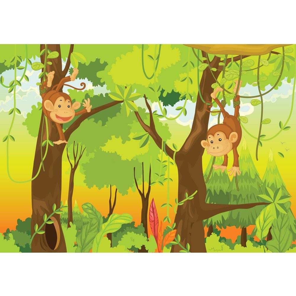 Fototapete Fototapete Safari Affen Comic Kindertapete no. Kinderzimmer liwwing 94, Dschungel liwwing Äffchen