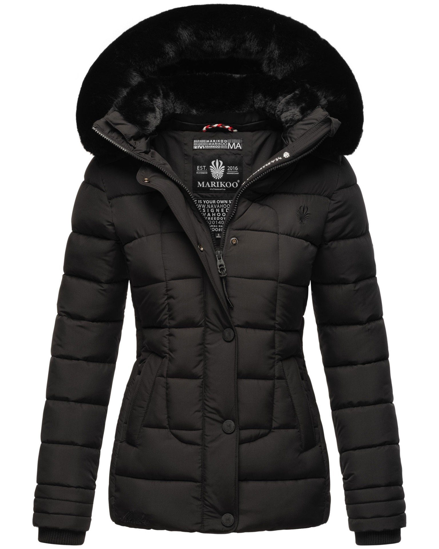 abnehmbarer Outdoorjacke mit Qesraa Marikoo Kapuze schwarz