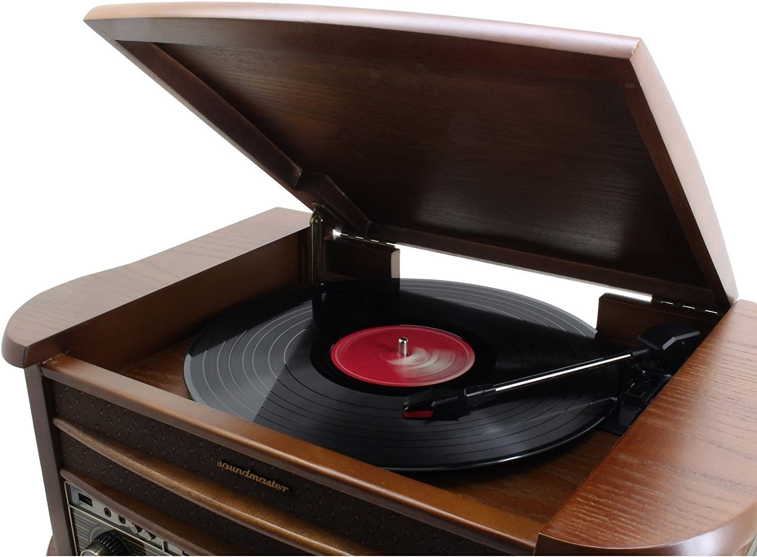 Soundmaster NR545DAB Kompakt-Anlage mit Kassetten, CD, DAB, Bluetooth Plattenspieler (Plattenspieler 33/45/78 UpM, Bluetooth-Schnittstelle)