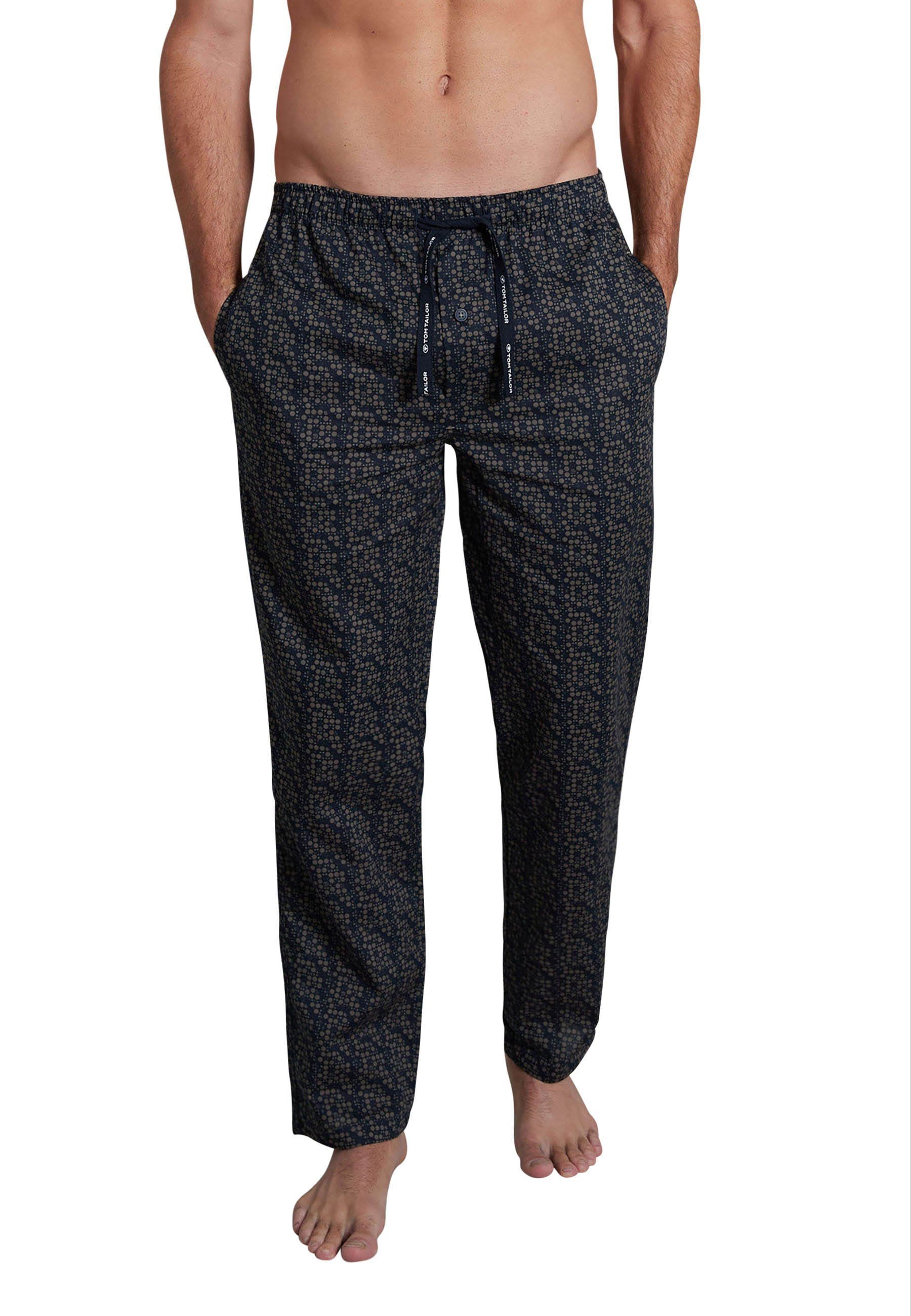 Schlafhose TOM TAILOR Herren Lange-Hose blau bedruckt