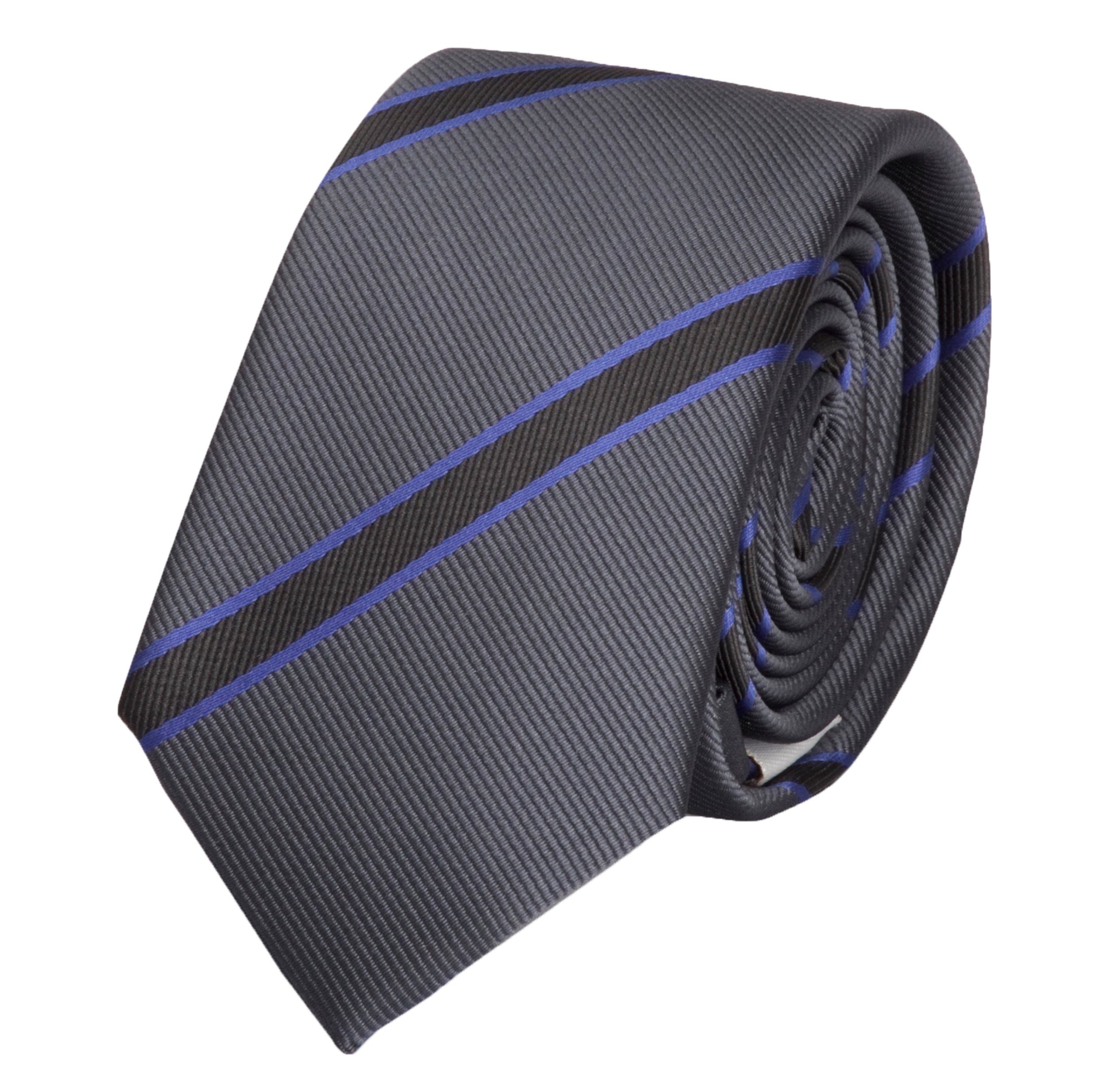 Fabio Farini Krawatte gestreifte Herren Krawatte - Tie mit Streifen in 6cm oder 8cm Breite (ohne Box, Gestreift) Schmal (6cm), Grau/Schwarz/Violett