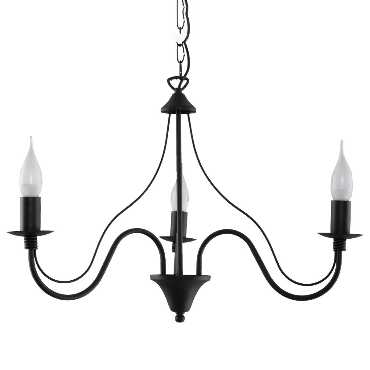SOLLUX lighting Kronleuchter Kronleuchter Minerwa 3 Schwarz, Nicht enthalten