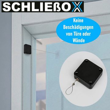 MAVURA Türschließer SCHLIEßOX Automatischer Türschließer Mini Türzieher Selbstzug, ohne Bohren innen außen schwarz