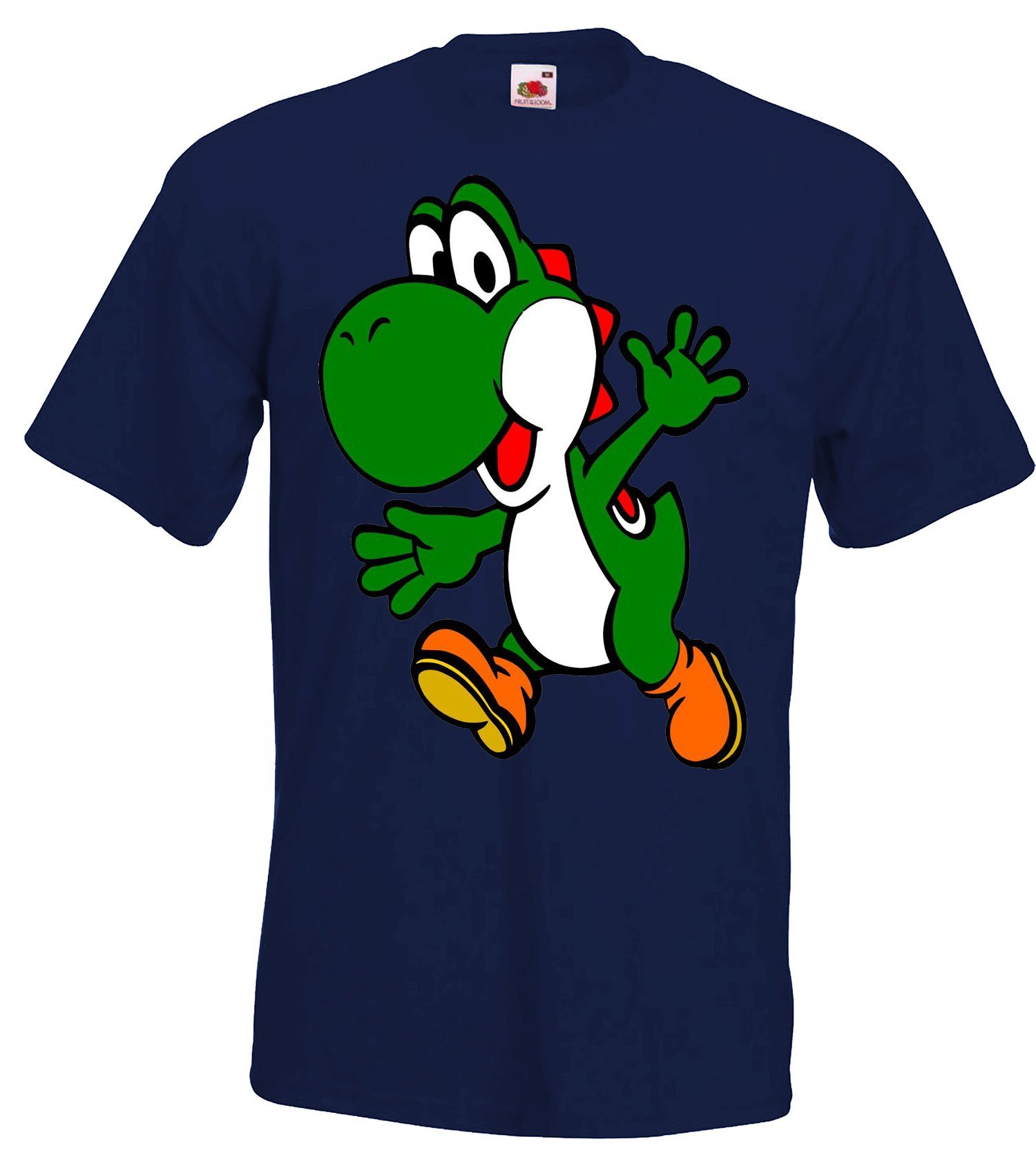 T-Shirt Designz für trendigem Mit Herren Navyblau Gaming Youth T-Shirt Frontprint Yoshi witziges